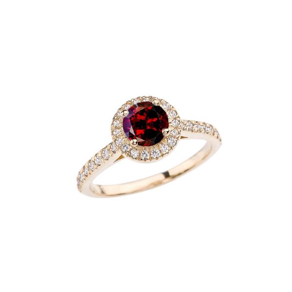 Garnet Karma Halo Gemstone Ring in 9ct Gold