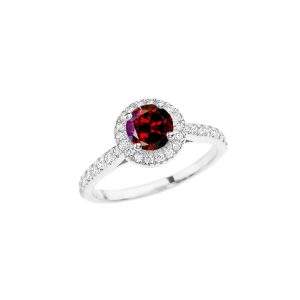 Garnet Karma Halo Gemstone Ring in 9ct White Gold