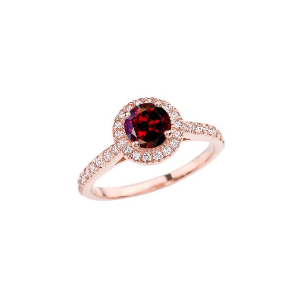 Garnet Karma Halo Gemstone Ring in 9ct Rose Gold