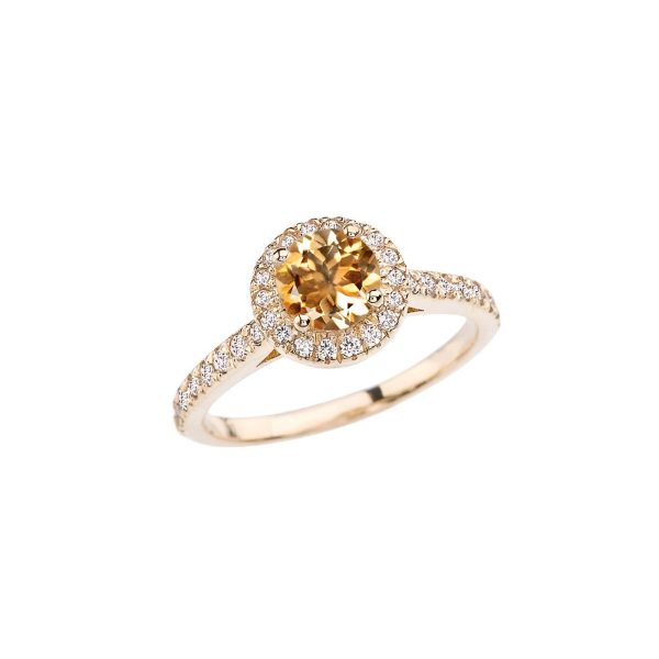 Citrine Karma Halo Gemstone Ring in 9ct Gold