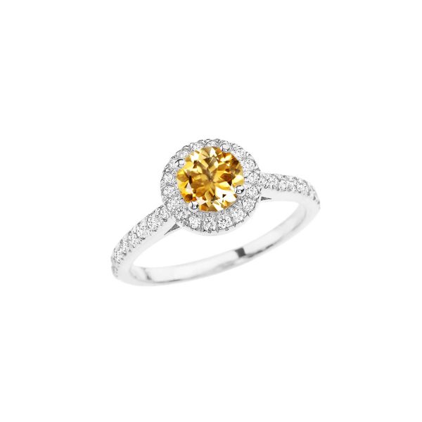 Citrine Karma Halo Gemstone Ring in 9ct White Gold