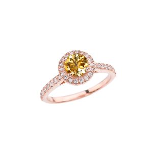 Citrine Karma Halo Gemstone Ring in 9ct Rose Gold