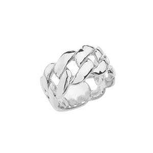 ID Cuban Band Ring in 9ct White Gold