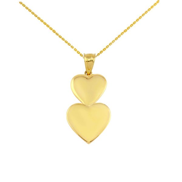 Stacked Hearts Pendant Necklace in 9ct Gold