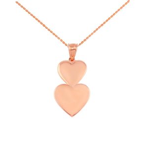 Stacked Hearts Pendant Necklace in 9ct Rose Gold