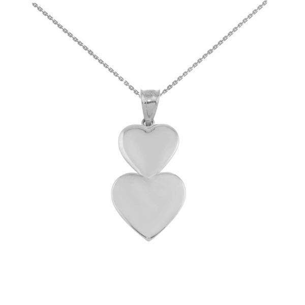 Stacked Hearts Pendant Necklace in Sterling Silver