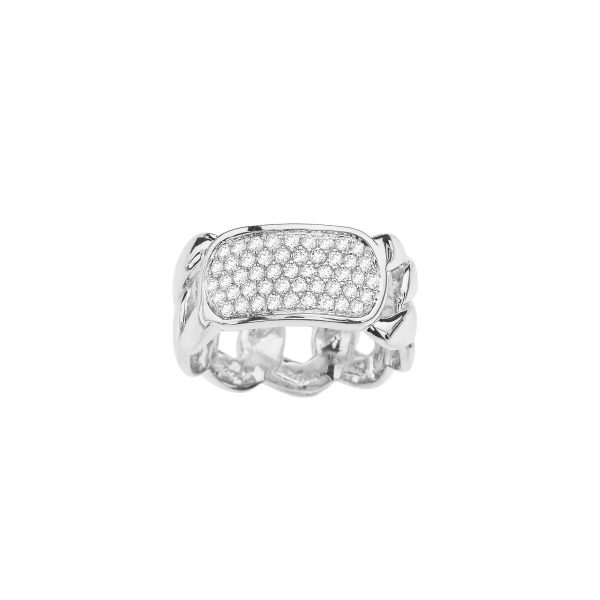 Diamond ID Cuban Ring in 9ct White Gold