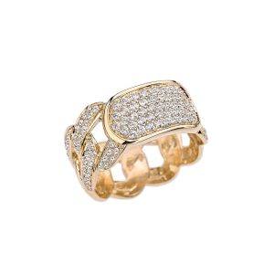 CZ ID Cuban Ring in 9ct Gold