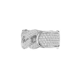 Diamond Cuban Link Ring in 9ct White Gold