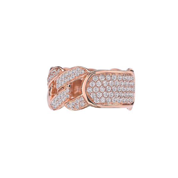 Diamond Cuban Link Ring in 9ct Rose Gold