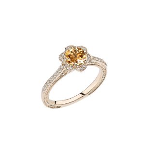 Citrine Art Deco Halo Ring in 9ct Gold