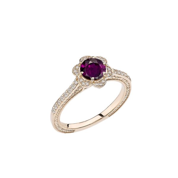 Alexandrite Art Deco Halo Ring in 9ct Gold