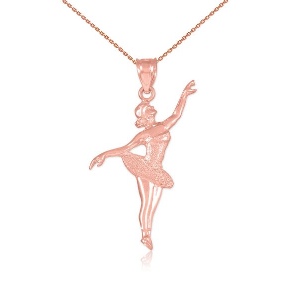 Ballet Dancer Pendant Necklace in 9ct Rose Gold