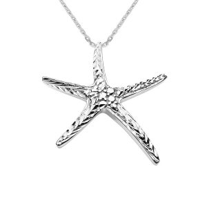 Statement Starfish Pendant Necklace in Sterling Silver