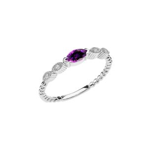 Amethyst Minimalist Parallel Gemstone Ring in 9ct White Gold