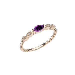 Amethyst Minimalist Parallel Gemstone Ring in 9ct Gold