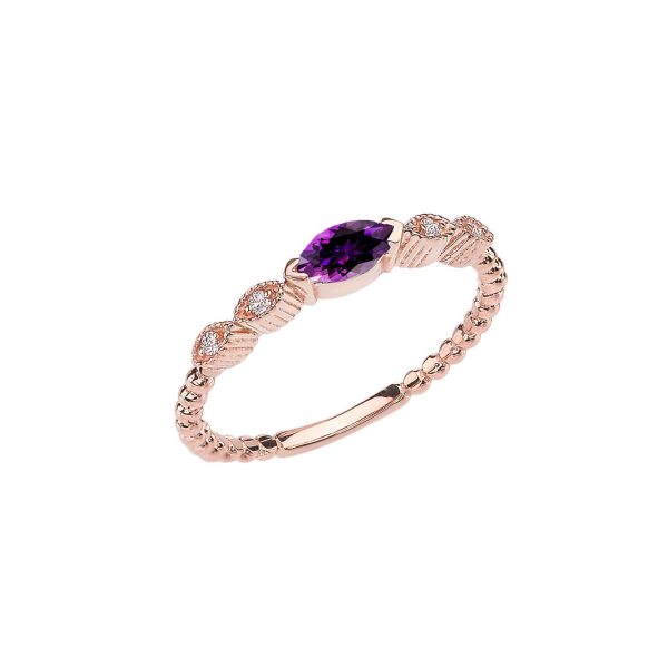 Amethyst Minimalist Parallel Gemstone Ring in 9ct Rose Gold