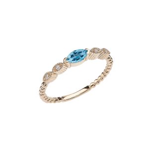 Blue Topaz Minimalist Parallel Gemstone Ring in 9ct Gold