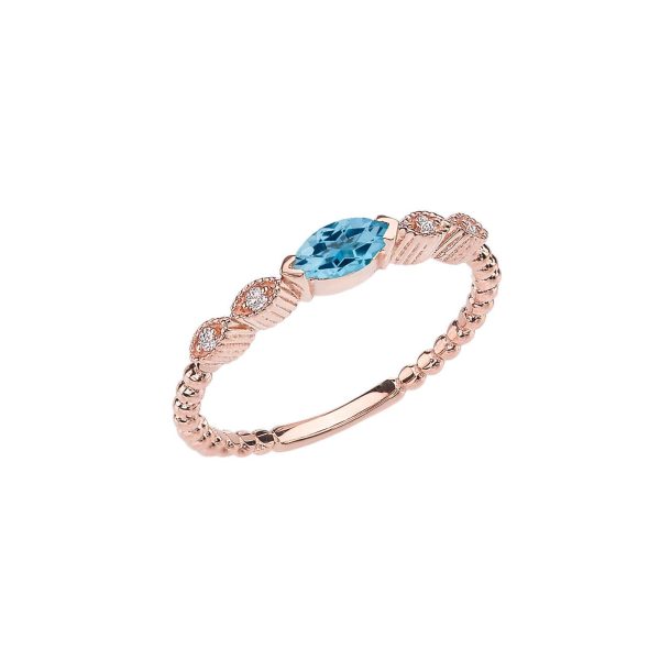 Blue Topaz Minimalist Parallel Gemstone Ring in 9ct Rose Gold