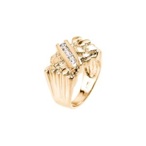 Men's CZ Nugget Ring in 9ct Gold