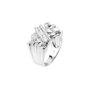 Men's CZ Nugget Ring in 9ct White Gold