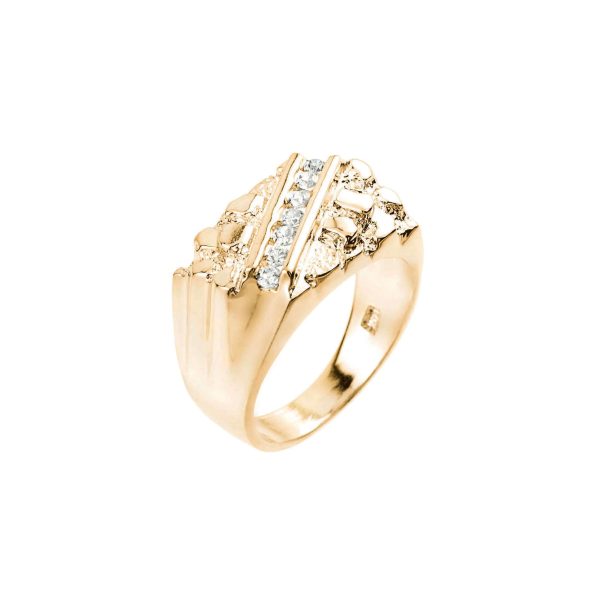 Men's CZ Nugget Ring in 9ct Gold