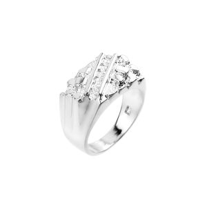 Men's CZ Nugget Ring in 9ct White Gold