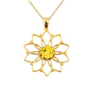 Lotus Flower Pendant Necklace in 9ct Gold