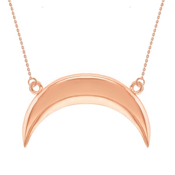 Upside Down Crescent Pendant Necklace in 9ct Rose Gold