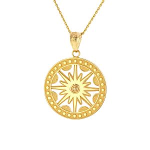 Sun Medallion Pendant Necklace in 9ct Gold