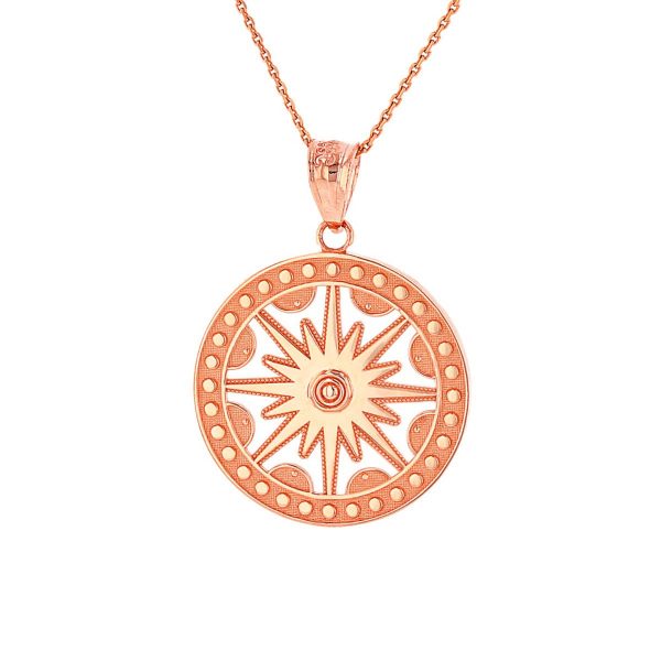 Sun Medallion Pendant Necklace in 9ct Rose Gold