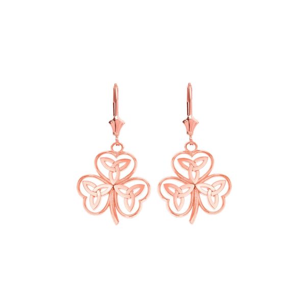 Trinity Knot Shamrock Earrings in 9ct Rose Gold