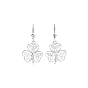 Trinity Knot Shamrock Earrings in Sterling Silver