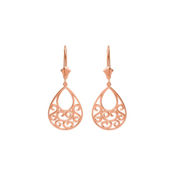 Swirling Drop Earrings in 9ct Rose Gold