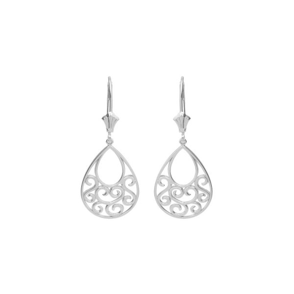 Swirling Drop Earrings in 9ct White Gold