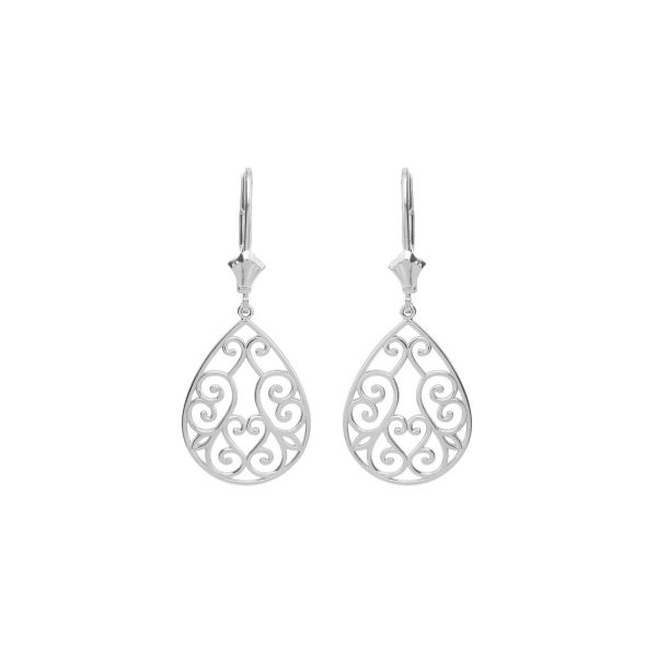 Swirl Heart Earrings in 9ct White Gold