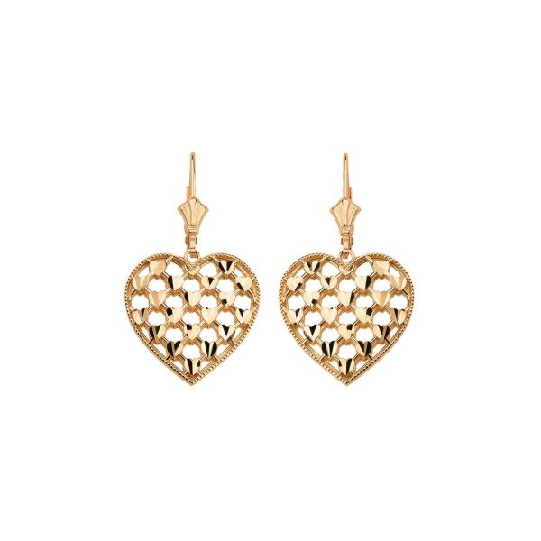 Woven Heart Drop Earrings in 9ct Gold