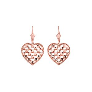 Woven Heart Drop Earrings in 9ct Rose Gold