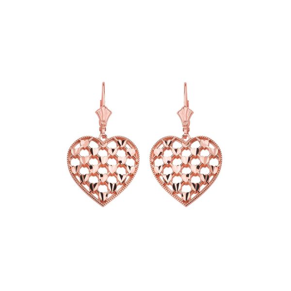 Woven Heart Drop Earrings in 9ct Rose Gold