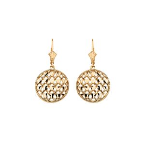 Woven Circle Drop Earrings in 9ct Gold