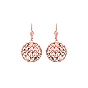 Woven Circle Drop Earrings in 9ct Rose Gold