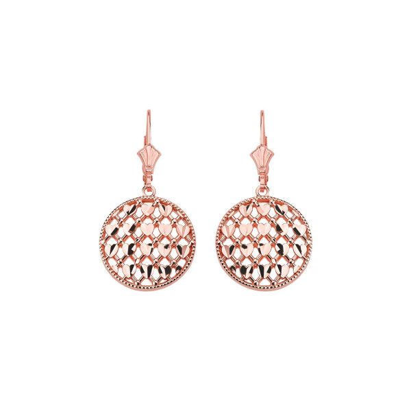 Woven Circle Drop Earrings in 9ct Rose Gold