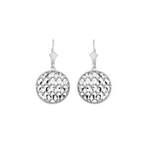 Woven Circle Drop Earrings in 9ct White Gold