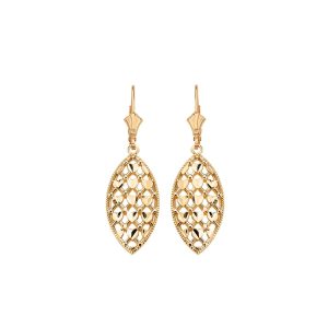 Woven Leaf Drop Earrings in 9ct Gold