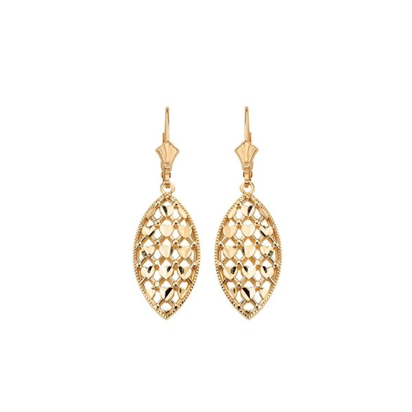 Woven Leaf Drop Earrings in 9ct Gold