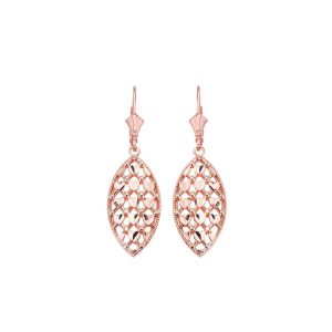 Woven Leaf Drop Earrings in 9ct Rose Gold