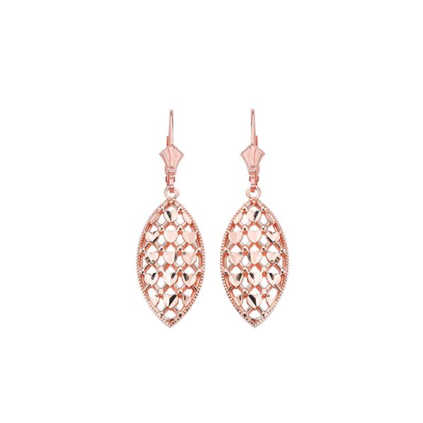 Woven Leaf Drop Earrings in 9ct Rose Gold