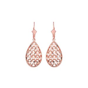 Woven Teardrop Earrings in 9ct Rose Gold