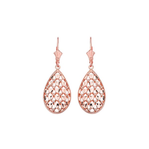 Woven Teardrop Earrings in 9ct Rose Gold