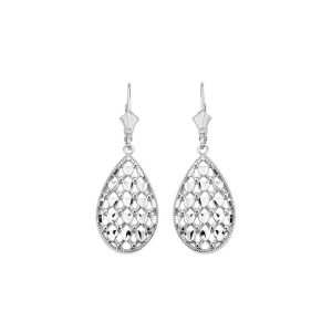 Woven Teardrop Earrings in Sterling Silver